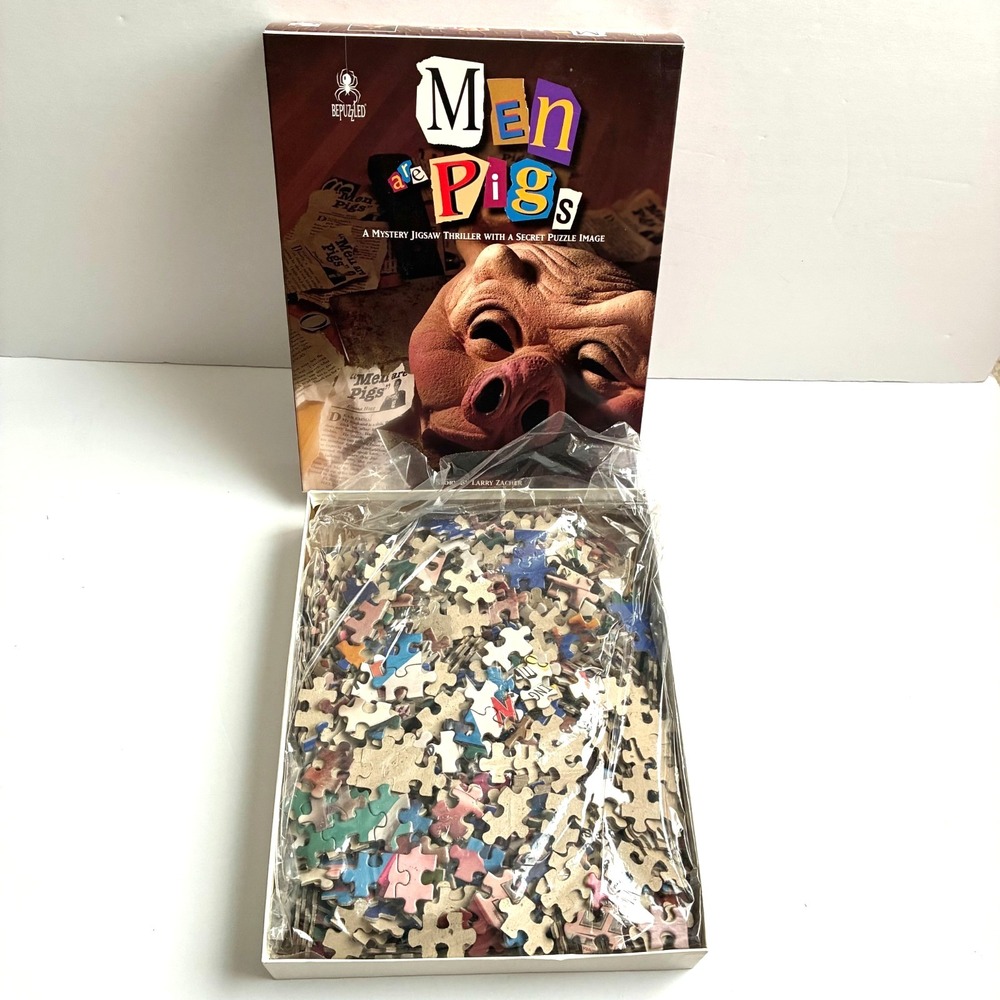 Bepuzzled Mystery Jigsaw Thriller Men Are Pigs Puzzle Game 1000 Pieces 1995 New - Picture 4 of 8
